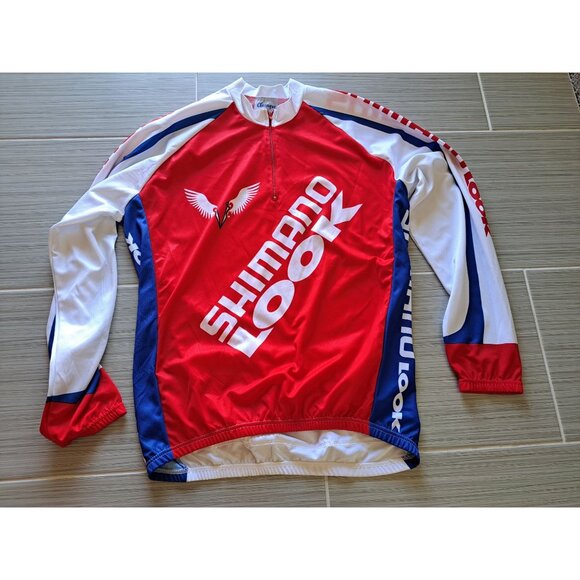 Shimano Look Classique Long-Sleeve Cycling Jersey XXL Red/White/Blue Men's - Picture 4 of 7